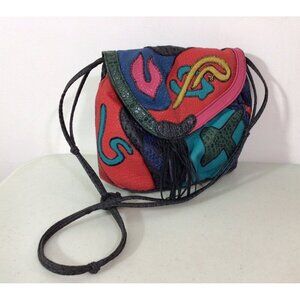 Vintage 80s NAS BAG Shoulder Bag Crossbody Patchwork Multicolor